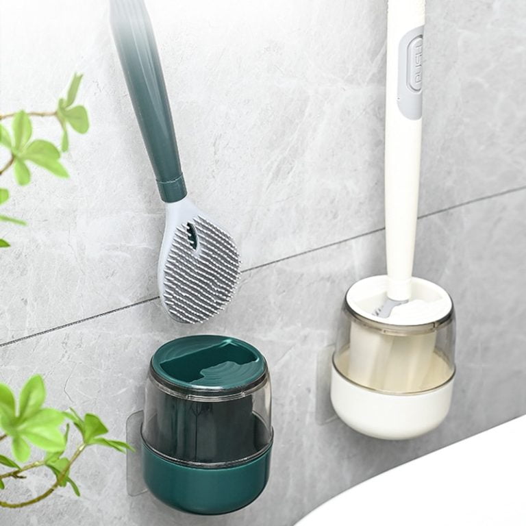 Brosse de toilette en silicone avec support