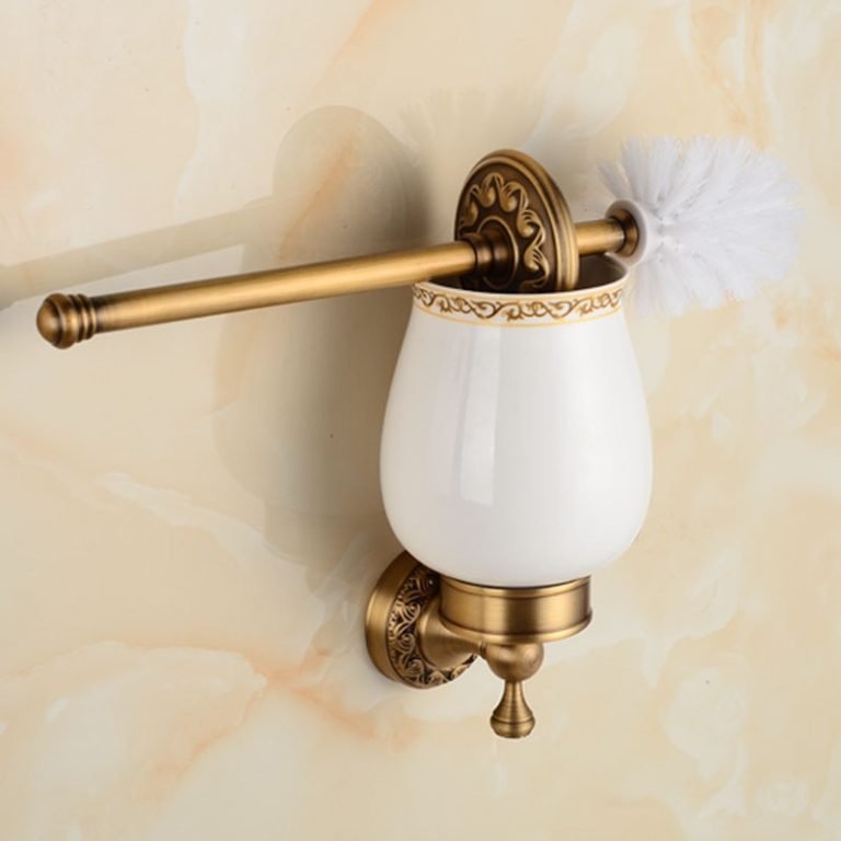 Brosse de toilette design dorée et céramique